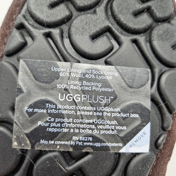 Ugg Mens Ascot Slippers Sz 7 Brown Suede & Fabric Upper Sherling Lined Plush - Picture 9 of 11